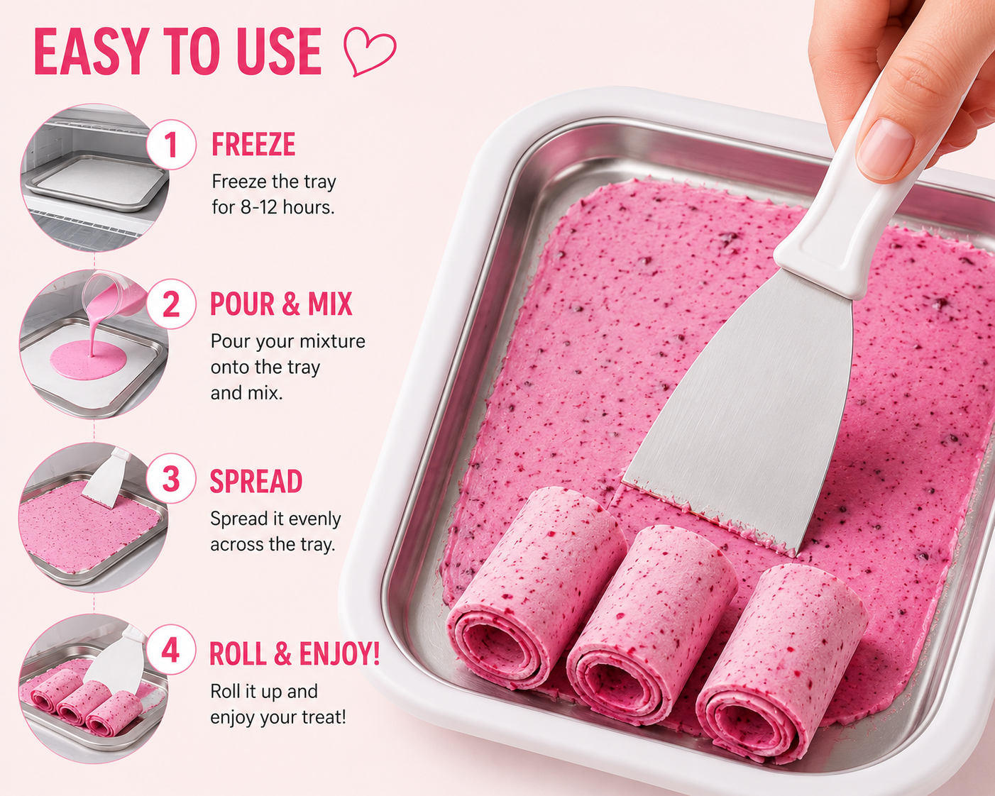 SweetRolls™ Rolled Ice Cream Maker Kit