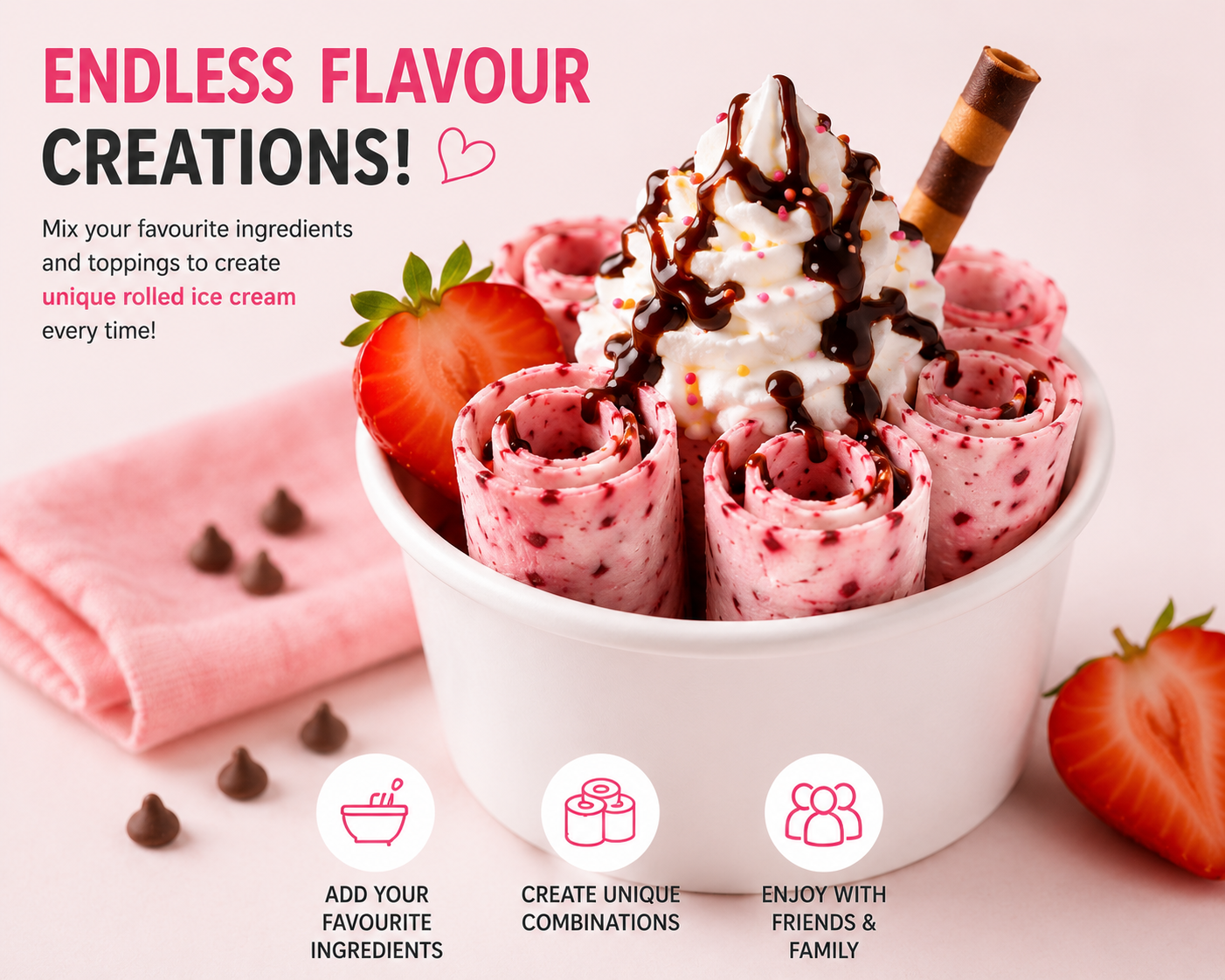 SweetRolls™ Rolled Ice Cream Maker Kit